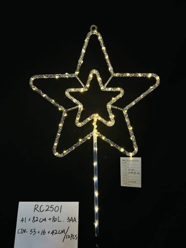 Christmas Acrylic Star Lights with 80 LED Warm White Fairy Lights