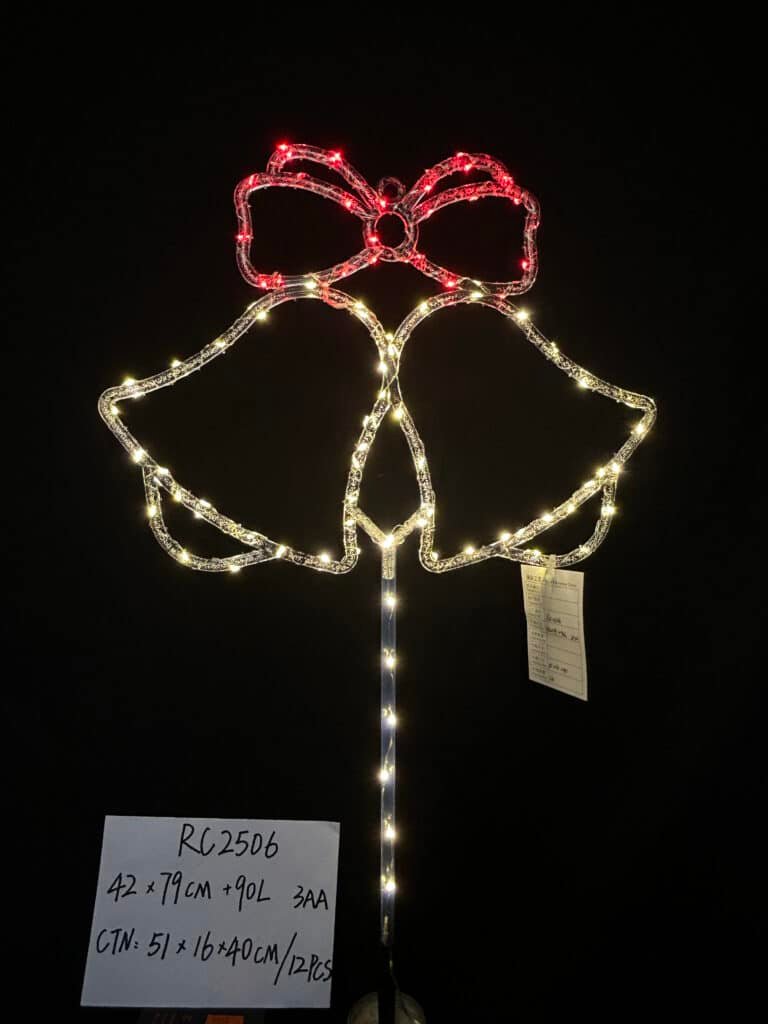 2025 Wholesale Christmas Acrylic Double bells Lights 90 LED Warm White Fairy Lights