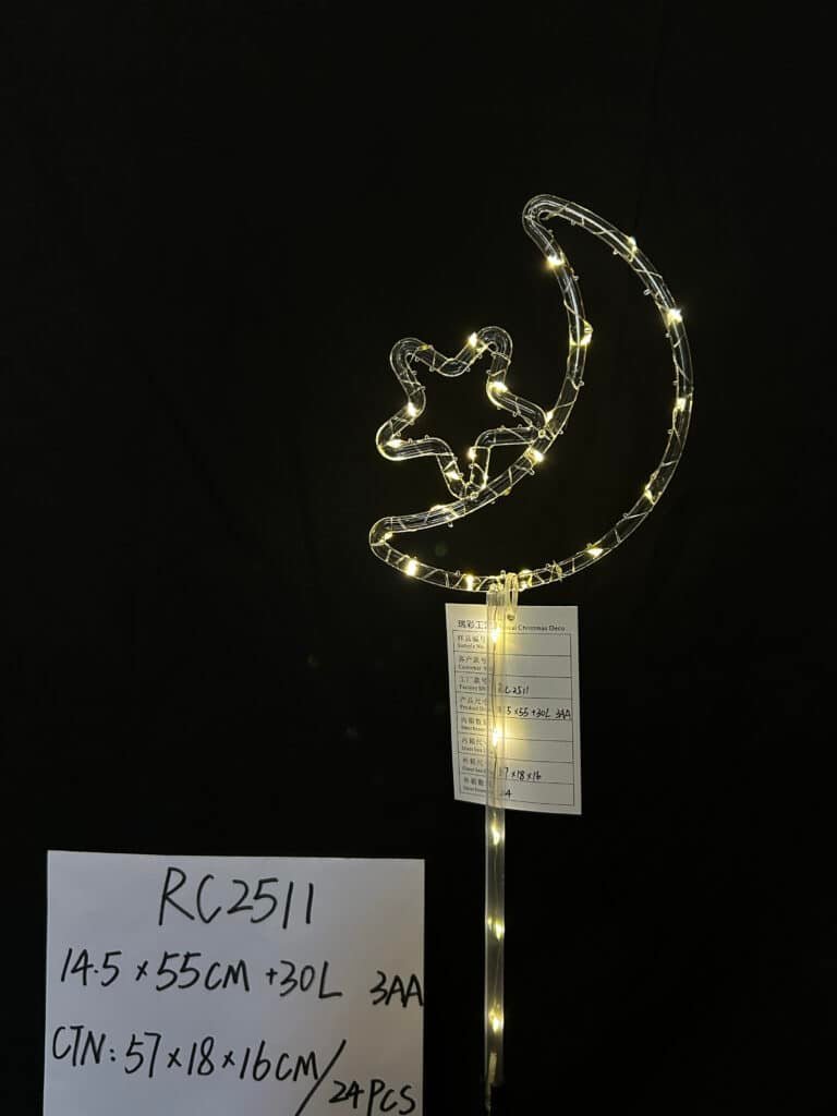 Custom Christmas Acrylic Moon&Stars Lights with Twinkle Lights, 30LED Warm White 3AA