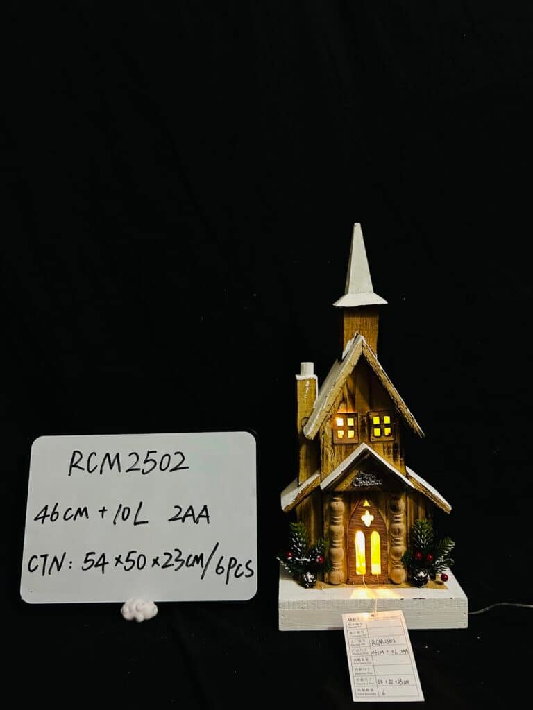 Decorative LED Light Up Rustic Wood Church with Steeple – Vintage Lighted Christmas Village House Farmhouse Mantel Decoration – Tabletop Home Decor