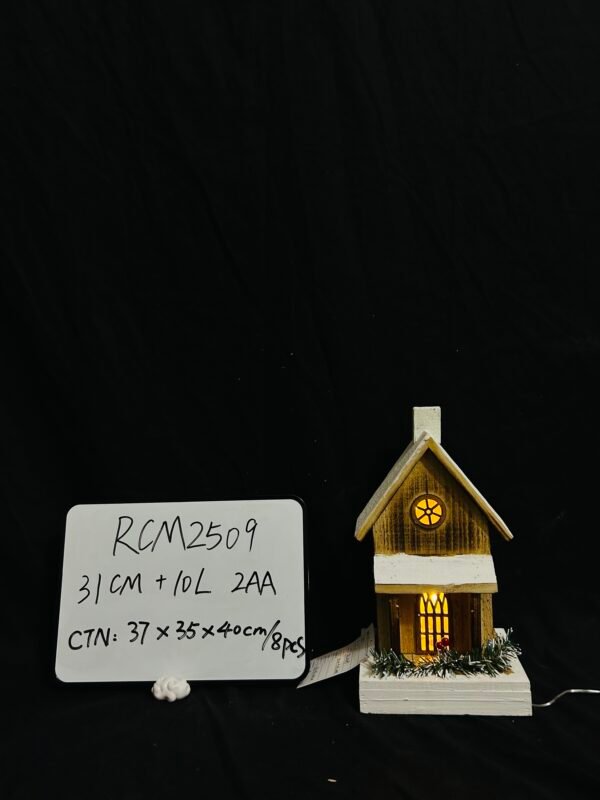 Wholesale 31CM Christmas Light Up Wood House, Christmas Village Houses Christmas Wooden House Light Christmas Lighted Houses