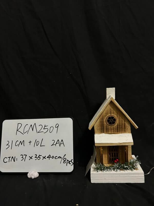 Wholesale 31CM Christmas Light Up Wood House, Christmas Village Houses Christmas Wooden House Light Christmas Lighted Houses