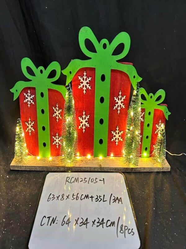 Christmas Wooden Gifts Box Decor Christmas Table Centerpieces with