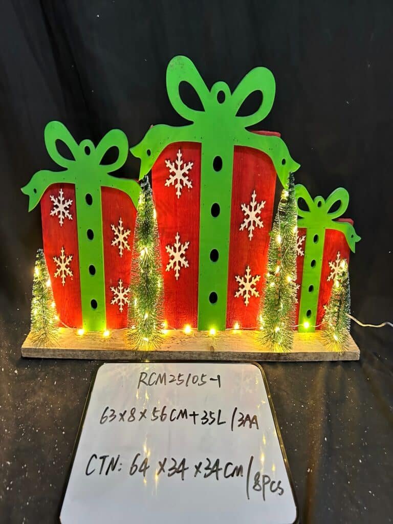 Christmas Wooden Gifts Box Decor Christmas Table Centerpieces with