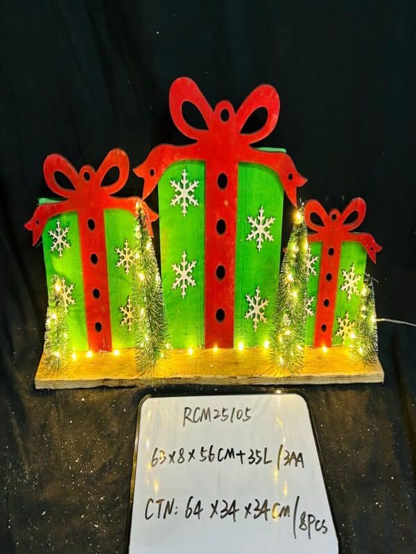 Christmas Wooden Gifts Box Decor Christmas Table Centerpieces with