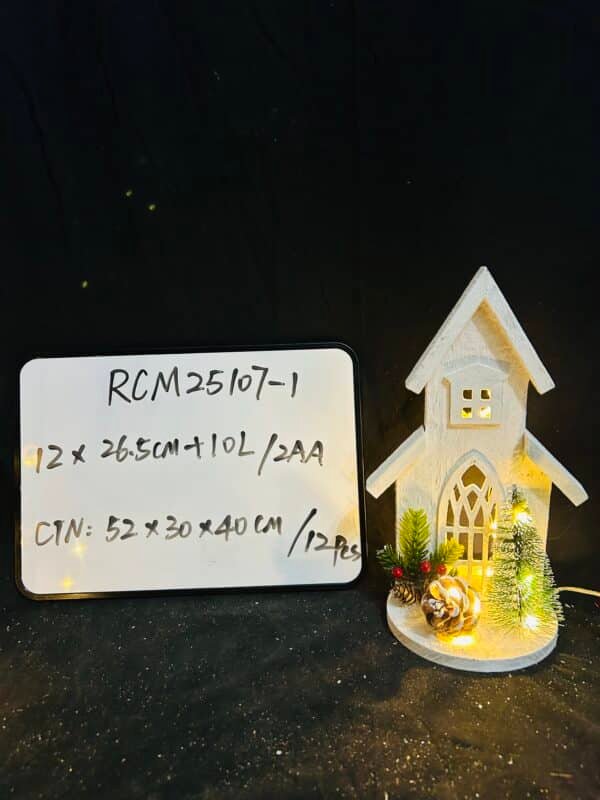 OEM & ODM Winter Village LED Light Christmas Wood House Lighted Church Santas Wonderland House for Home Desk Decor