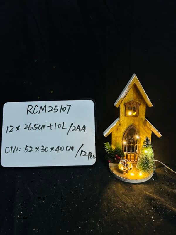 OEM & ODM Winter Village LED Light Christmas Wood House Lighted Church Santas Wonderland House for Home Desk Decor