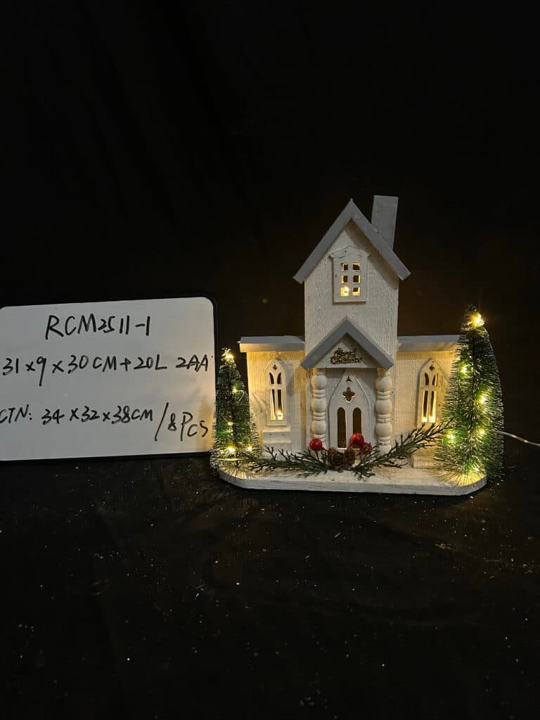 Good Quality 2025 Wooden Glow Cabin, LED Christmas Wood Village Houses Small Wooden House Crafts Desktop Decorations for Christmas Glowing Decors