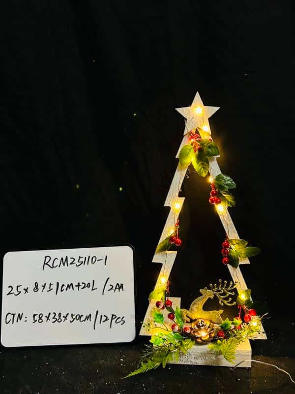 Wood Christmas Tabletop with Lights Christmas Tree Table Centerpiece Xmas Tree Modern Farmhouse Sign Decorations for Fireplace Mantle Office Dining (Star)