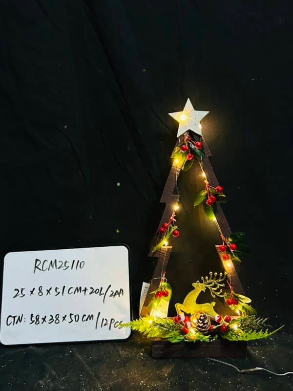 Wood Christmas Tabletop with Lights Christmas Tree Table Centerpiece Xmas Tree Modern Farmhouse Sign Decorations for Fireplace Mantle Office Dining (Star)