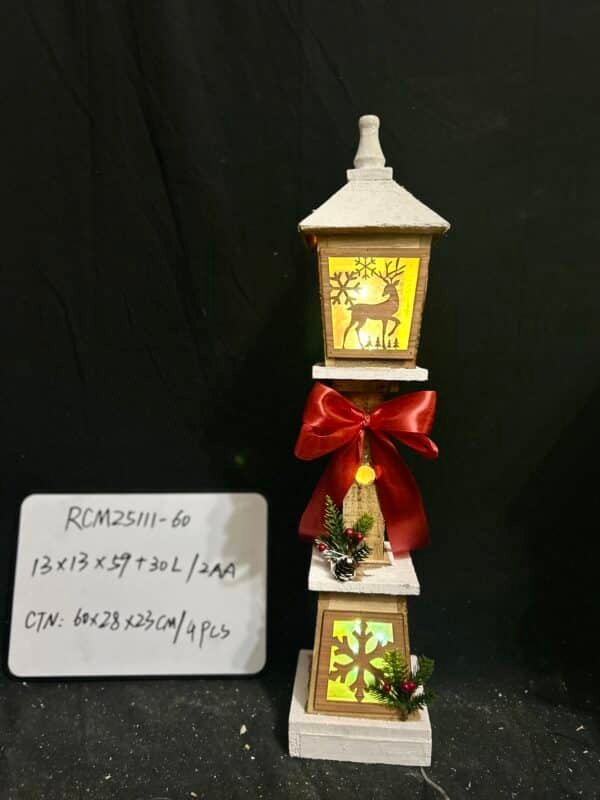 Xmas Street Lamp Prop Wooden Handicraft for Holiday Decor for Christmas Scene Layout and Festive Home Decoration