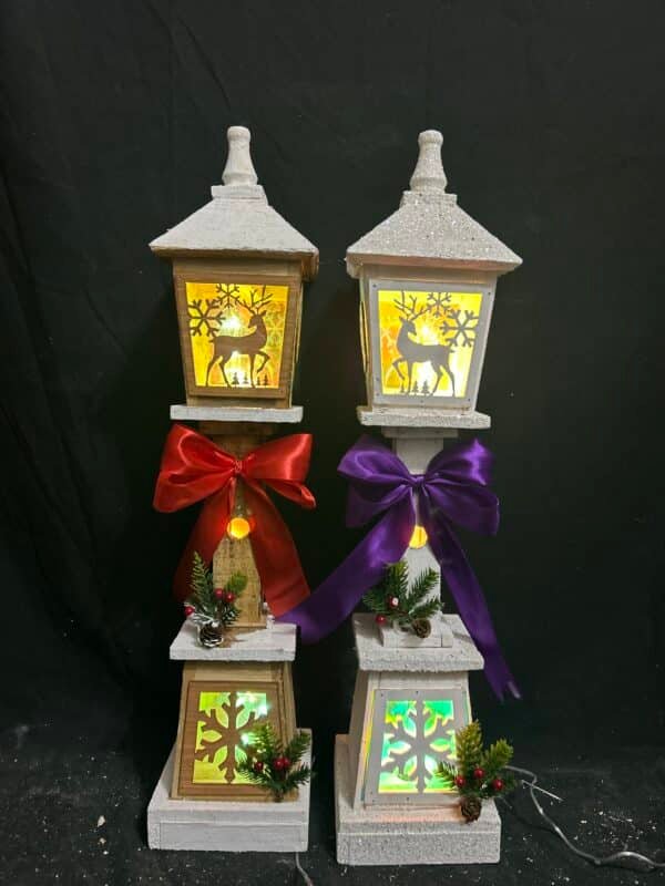 80CM Xmas Street Lamp Prop Wooden Handicraft for Holiday Decor for Christmas Scene Layout and Festive Home Decoration