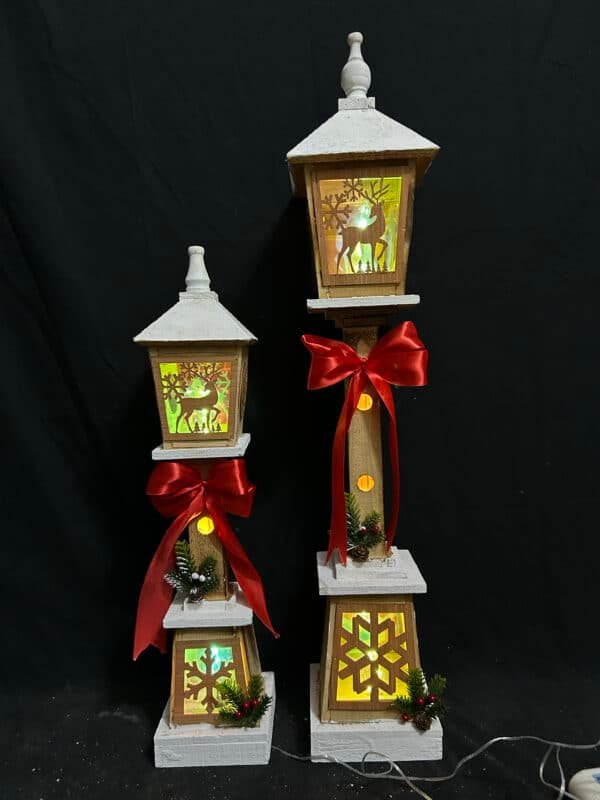80CM Xmas Street Lamp Prop Wooden Handicraft for Holiday Decor for Christmas Scene Layout and Festive Home Decoration