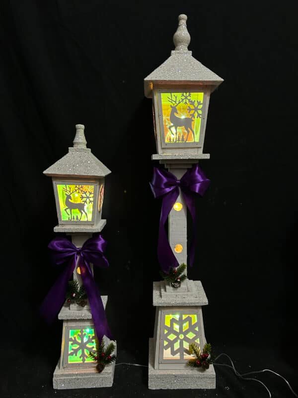 80CM Xmas Street Lamp Prop Wooden Handicraft for Holiday Decor for Christmas Scene Layout and Festive Home Decoration