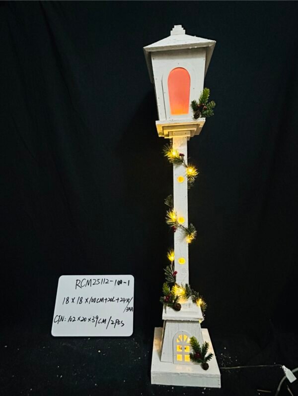 100CM Christmas Wooden Streetlamp Model Creative Decor for Desktop Adornment for Holiday Home Decorations Festive Atmosphere Unique Charm
