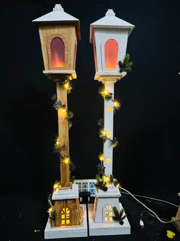 100CM Christmas Wooden Streetlamp Model Creative Decor for Desktop Adornment for Holiday Home Decorations Festive Atmosphere Unique Charm