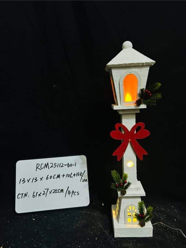 60CM Christmas Wooden Streetlamp Model Creative Decor for Desktop Adornment for Holiday Home Decorations Festive Atmosphere Unique Charm