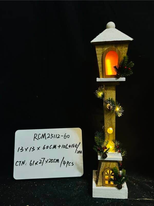60CM Christmas Wooden Streetlamp Model Creative Decor for Desktop Adornment for Holiday Home Decorations Festive Atmosphere Unique Charm