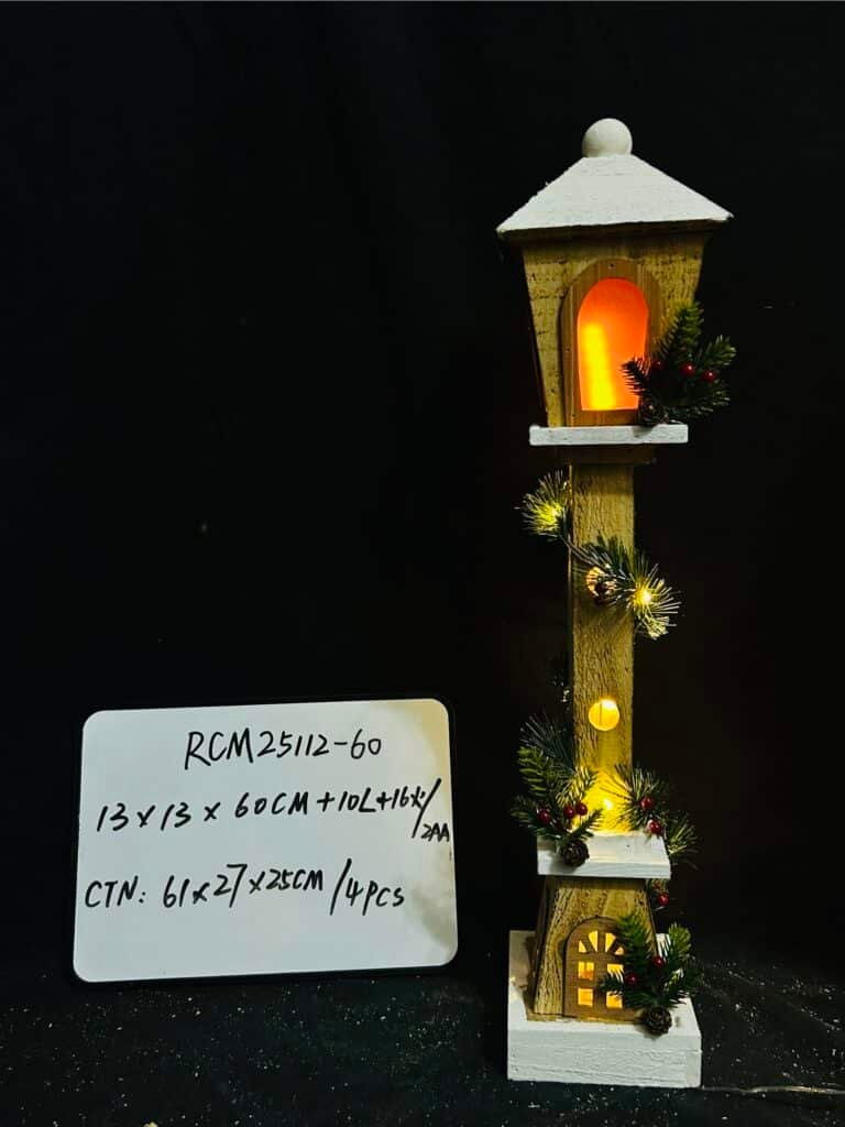 60CM Christmas Wooden Streetlamp Model Creative Decor for Desktop Adornment for Holiday Home Decorations Festive Atmosphere Unique Charm