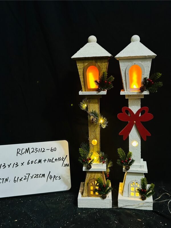 60CM Christmas Wooden Streetlamp Model Creative Decor for Desktop Adornment for Holiday Home Decorations Festive Atmosphere Unique Charm