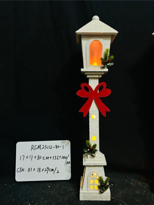 60CM Christmas Wooden Streetlamp Model Creative Decor for Desktop Adornment for Holiday Home Decorations Festive Atmosphere Unique Charm