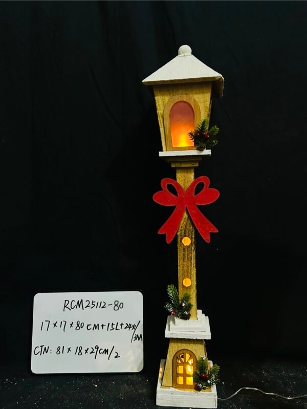 60CM Christmas Wooden Streetlamp Model Creative Decor for Desktop Adornment for Holiday Home Decorations Festive Atmosphere Unique Charm