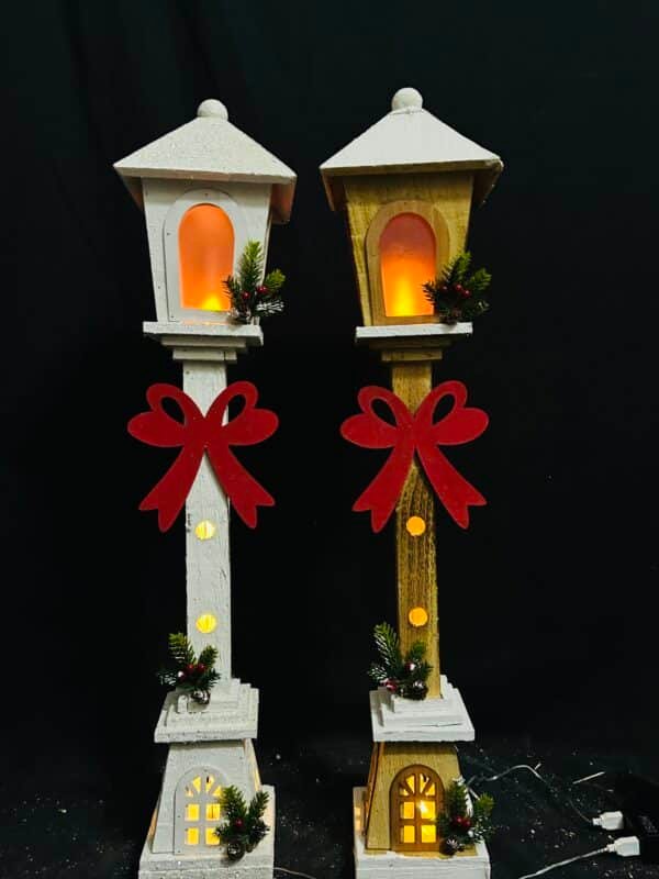 60CM Christmas Wooden Streetlamp Model Creative Decor for Desktop Adornment for Holiday Home Decorations Festive Atmosphere Unique Charm