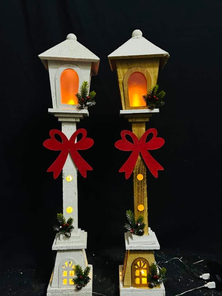 60CM Christmas Wooden Streetlamp Model Creative Decor for Desktop Adornment for Holiday Home Decorations Festive Atmosphere Unique Charm