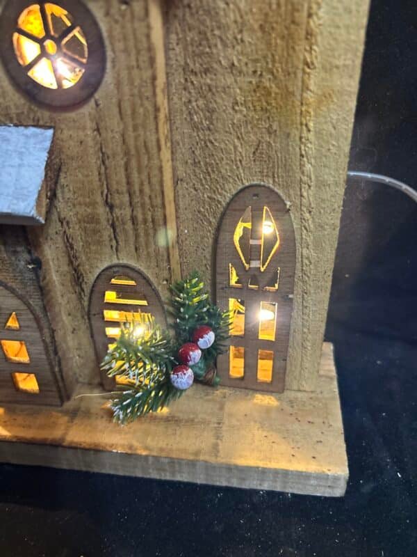 Good Quality 2025 Wooden Glow Cabin, LED Christmas Wood Village Houses Small Wooden House Crafts Desktop Decorations for Christmas Glowing Decors