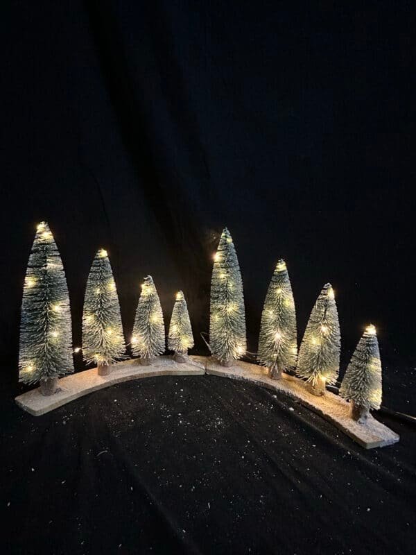 Mini Christmas Trees Bottle Brush Trees, Miniature Pine Christmas Tree Tabletop Mini Snow Frost Trees with Wooden Base for Christmas Holiday Decorations