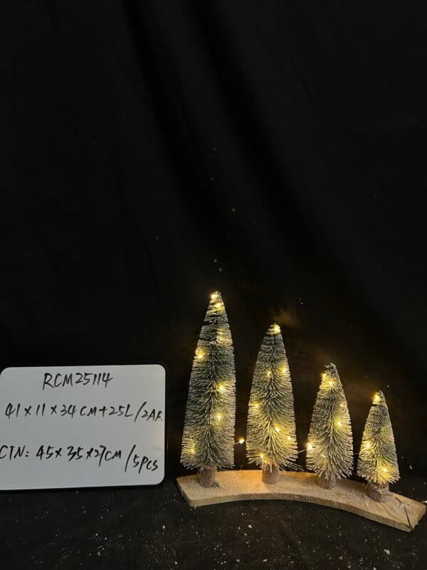 Mini Christmas Trees Bottle Brush Trees, Miniature Pine Christmas Tree Tabletop Mini Snow Frost Trees with Wooden Base for Christmas Holiday Decorations