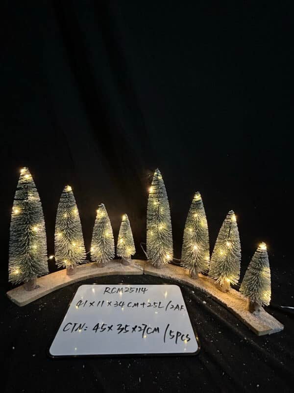 Mini Christmas Trees Bottle Brush Trees, Miniature Pine Christmas Tree Tabletop Mini Snow Frost Trees with Wooden Base for Christmas Holiday Decorations