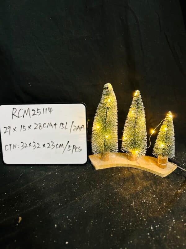 Mini Christmas Trees Bottle Brush Trees, Miniature Pine Christmas Tree Tabletop Mini Snow Frost Trees with Wooden Base for Christmas Holiday Decorations