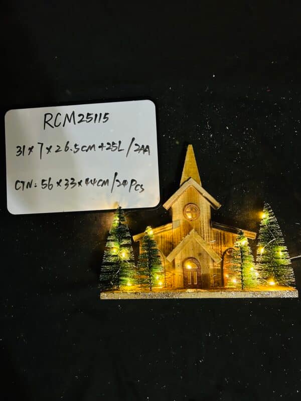 Christmas Tabletop Decoration Wooden Christmas Themed Church