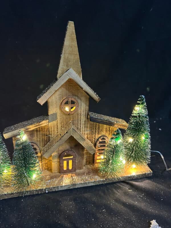 Christmas Tabletop Decoration Wooden Christmas Themed Church