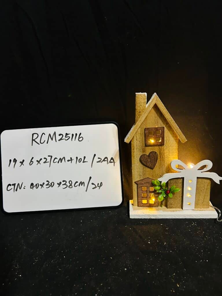 Christmas Tabletop Decoration Wooden Christmas Themed Church Xmas gift box Signs Farmhouse Centerpiece Decor for Home Kitchen Table Shelf Decor