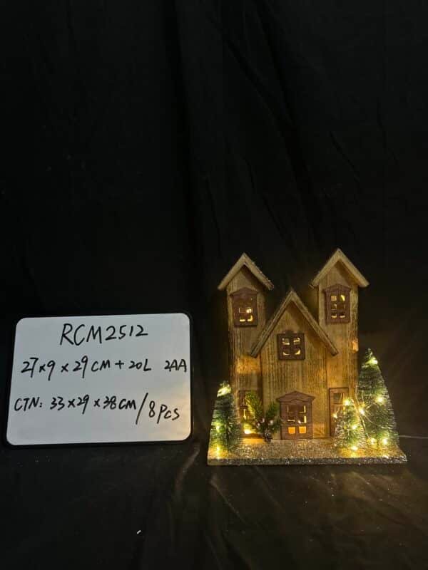 Led Wooden House Christmas Ornament Hanging Pendant for Holiday Decor for Parties Home Decoration Giving Realistic Design