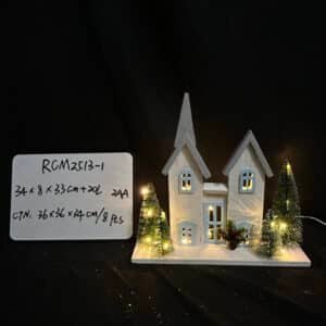 34CM Wooden Light Up House Ornament - Festive Christmas Decoration - Lighted Decor - Christmas Scene - Party Supplies