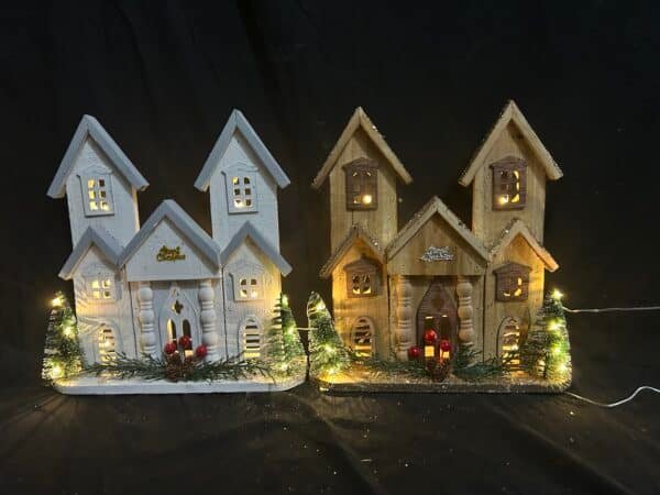Ready to Ship Christmas Decorations for Home Led Lighted Wooden Snow Winter Scene Christmas Village Ski Lodge Farmhouse Christmas Tree Wreath House Rustic Tabletop Holiday Decor Xmas Signs