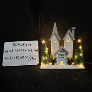 Wooden House Ornament with LED Light Christmas Decor for Desktop Rustic Xmas Home Decoration