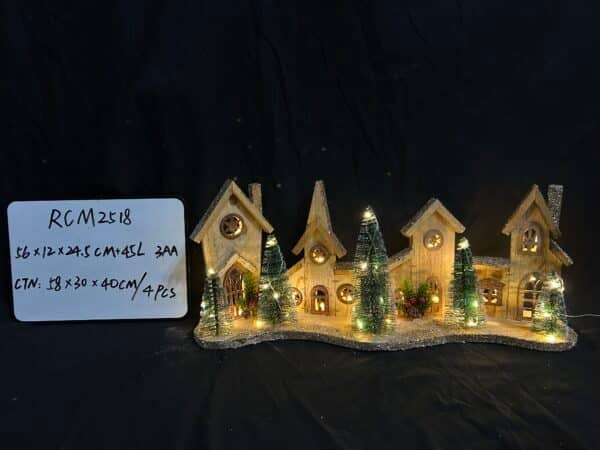 Wooden Village Scene Decoration DIY Christmas House LED Christmas Forest Scene Christmas Village Collection Indoor Decorations for Holiday Displays Desktop Decor