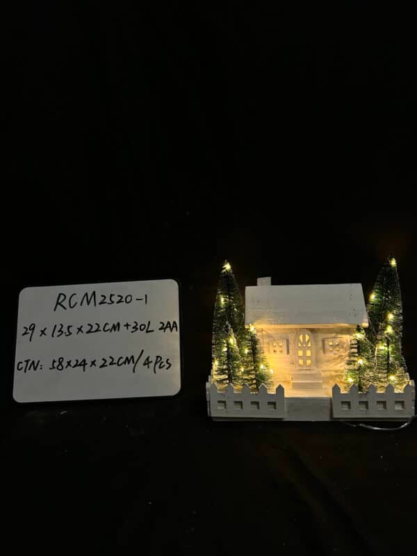 Led Wooden House Christmas Ornament Desktop Decor for Home Garden Party Holiday Realistic Design