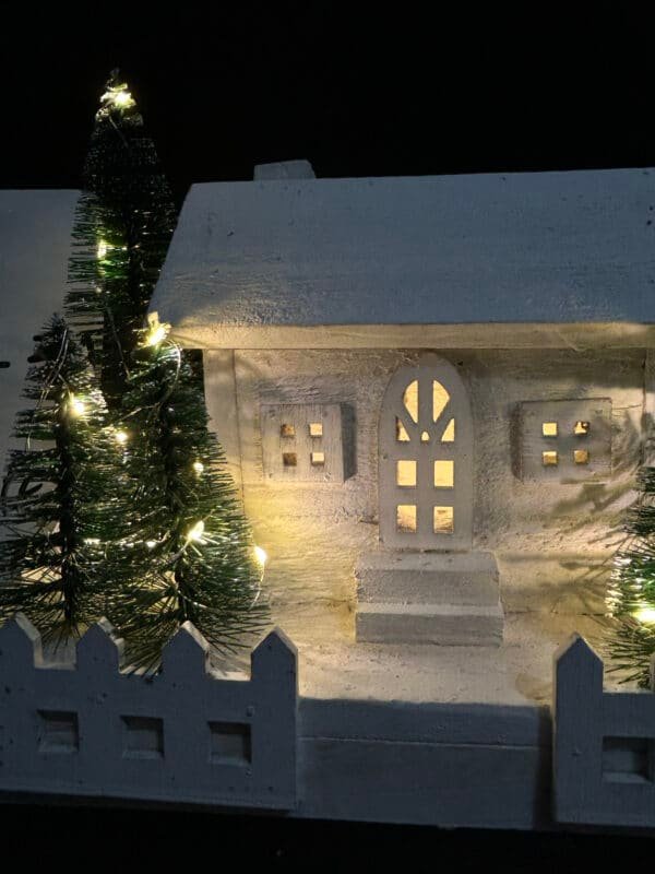 Led Wooden House Christmas Ornament Desktop Decor for Home Garden Party Holiday Realistic Design