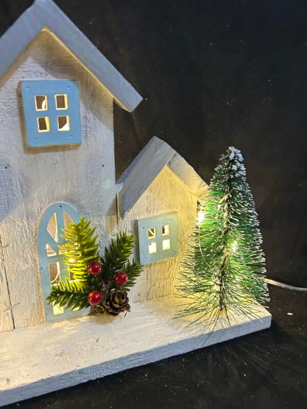 Led Wooden Houses Christmas Decor Adornments for Festive Home Office and Party Display Rustic Xmas Houses for Warm Atmosphere