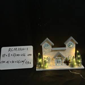 Wooden Christmas House Decor with Led Light Nordic Style House Ornament for Festive Desktop Decoration and Night Light