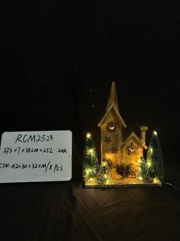 Christmas Led Light Wooden House, Wooden Christmas Village House LED Christmas Scene Houses with Lights Luminous Wood House Tabletop Decors for Winter Xmas Holiday Party