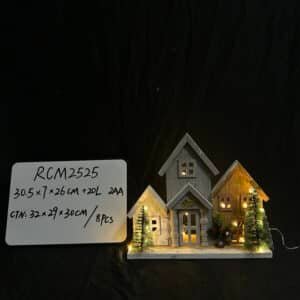 RC New Design LED Light up Wooden Christmas House Village Decorations Christmas Table Centerpieces