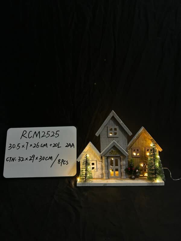 RC New Design LED Light up Wooden Christmas House Village Decorations Christmas Table Centerpieces