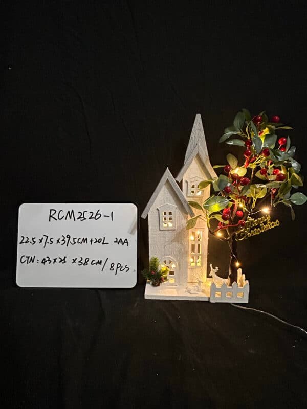 LED Christmas Wooden House Christmas Wooden Ornaments with Lights Glowing Xmas Tree Decorations Shelf Fireplace Table Centerpiece Holiday Party Supplies Favors