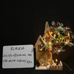 LED Christmas Wooden House Christmas Wooden Ornaments with Lights Glowing Xmas Tree Decorations Shelf Fireplace Table Centerpiece Holiday Party Supplies Favors